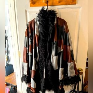 Klaus Inspired Pleather Handmade Jacket with Faux Fur Trim